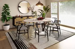 Taille de tapis pour table à manger avec huit chaises